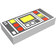 Деталь LEGO Tile 1 x 2 with Red and Yellow Control Panel Print, Белый
