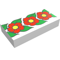 Деталь LEGO Tile 1 x 2 with Scala Flower Print, Белый