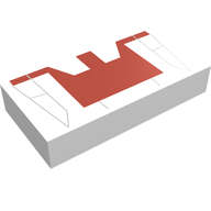 Деталь LEGO Tile 1 x 2 with Groove and Dark Red Jedi Starfighter Print, Белый