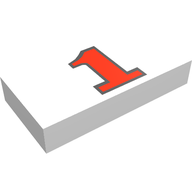 Деталь LEGO Tile 1 x 2 with Red 1 Print, Белый