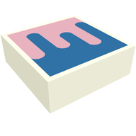 Деталь LEGO Tile 1 x 1 with Blue/Bright Pink Shapes/Splatter print, Белый