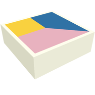 Деталь LEGO Tile 1 x 1 with Blue/Bright Pink/Bright Light Orange Cube print, Белый