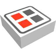 Деталь LEGO Tile 1 x 1 with Red and Black Buttons Print, Белый