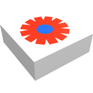 Деталь LEGO Tile 1 x 1 with Red/Blue Flower Print scala,daisy,jewelry,ring, Белый