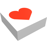 Деталь LEGO Tile 1 x 1 with Red Heart Print Scala Jewelry, Белый