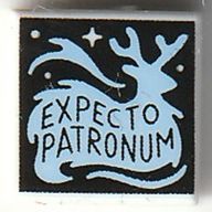 Деталь LEGO Tile 1 x 1 with Coral 'WINGARDIUM LEVIOSA' print, Белый