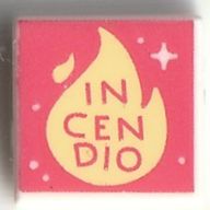 Деталь LEGO Tile 1 x 1 with Coral 'INCENDIO' print, Белый