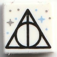 Деталь LEGO Tile 1 x 1 with Deathly Hallows Logo print, Белый