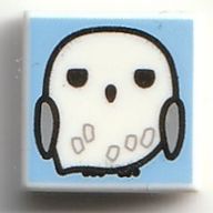 Tile 1 x 1 with White Owl (Hedwig) print
