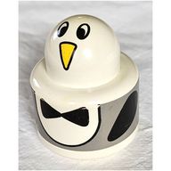 Деталь LEGO Primo Brick 1 x 1 with Round Rattle, Penguin print, Белый