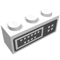 Деталь LEGO Brick 1 x 3 with Control Panel Print, Белый