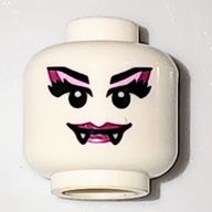 Деталь LEGO Minifig Head Alien Female with Magenta Lips, Fangs and Magenta Eye Shadow, Белый