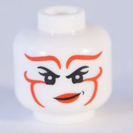 Деталь LEGO Minifig Head Dual Sided Female with Red Lipstick Print [Hollow Stud], Белый