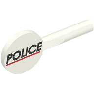 Деталь LEGO Equipment Signal Paddle with 'POLICE' Red Line Print, Белый