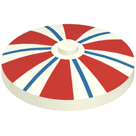 Деталь LEGO Dish 4 x 4 Inverted [Radar] with Blue and Red Stripes Print Space Radar, Белый