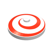 Деталь LEGO Dish 4 x 4 Inverted [Radar] with Red Spiral Print, Белый
