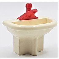 Деталь LEGO Fabuland Washbasin with Red Tap, Белый