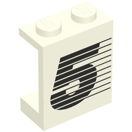 Деталь LEGO Panel 1 x 2 x 2 with Number 5 Print [8850], Белый