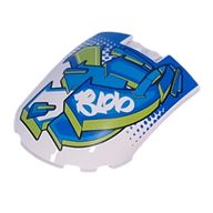Деталь LEGO Windscreen 6 x 8 Curved with Blue/Lime Arrows, Graffiti print, Белый