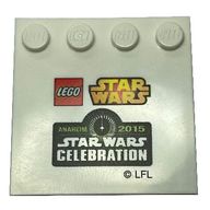 Деталь LEGO Plate Special 4 x 4 with Studs on One Edge and Star Wars Celebration Anaheim 2015 Print, Белый