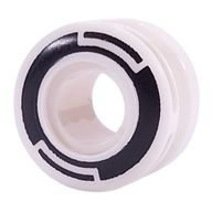 Деталь LEGO Wheel 11 x 8 with Center Groove, One Smooth Side with Black Circles print, Белый
