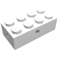 Деталь LEGO Brick Special 2 x 4 with Wheel Holder Old, Clear Bottom, Red Inside, Белый