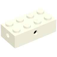 Деталь LEGO Brick Special 2 x 4 with Wheel Holder Old, Clear Bottom, Black Inside, Белый