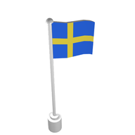 Деталь LEGO Flag on Flagpole with Sweden Print, Белый