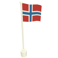 Деталь LEGO Flag on Flagpole with Norway Print, Белый