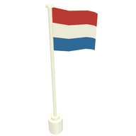 Деталь LEGO Flag on Flagpole with The Netherlands Print, Белый