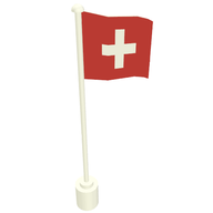 Деталь LEGO Flag on Flagpole with Switzerland Print, Белый