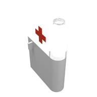 Деталь LEGO Door 1 x 3 x 4 Right with Window and Red Cross Print, Upper, Белый