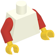 Деталь LEGO Torso, Red Arms, Yellow Hands [Plain], Белый