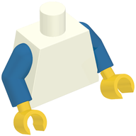 Деталь LEGO Torso, Blue Arms, Yellow Hands [Plain], Белый