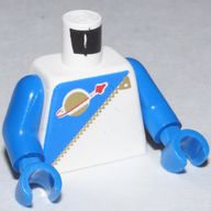 Деталь LEGO Torso Space Suit, Futuron Blue Print, Blue Arms and Hands, Белый