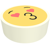 Деталь LEGO Tile Round 1 x 1 with Smiley, Kiss Face, Heart for Eyes print, Белый