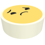 Деталь LEGO Tile Round 1 x 1 with Smiley Face, Frown/Sad print, Белый