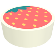 Деталь LEGO Tile Round 1 x 1 with Strawberry print, Белый