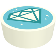 Деталь LEGO Tile Round 1 x 1 with Diamond on Medium Azure Background print, Белый