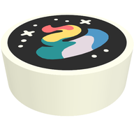 Деталь LEGO Tile Round 1 x 1 with Rainbow Poop/Turd, Stars print, Белый