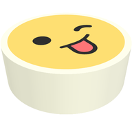 Деталь LEGO Tile Round 1 x 1 with Smiley Wink, Tongue print, Белый