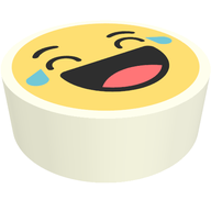Деталь LEGO Tile Round 1 x 1 with Smiley Laughing print, Белый