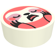 Деталь LEGO Tile Round with Coral Sloth print, Белый