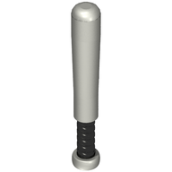 Деталь LEGO Minifig Baseball Bat 4L with Black Grip Handle Print, Матовый серебристый