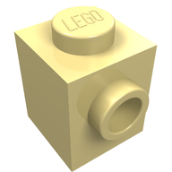 Деталь LEGO Кирпичик специальный 1 x 1, со штырьком на 1 стороне, Светло-желтый