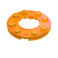 Деталь LEGO Plate, Round 4 x 4 with 2 x 2 Hole, Прозрачный оранжевый