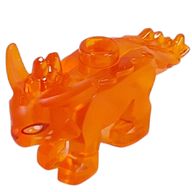 Деталь LEGO Creature, Treasure Creature with Dark Red/Silver Eyes, Yellow Spots print, Прозрачный оранжевый