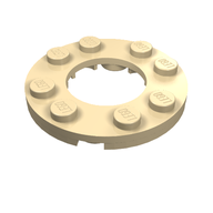Деталь LEGO Plate, Round 4 x 4 with 2 x 2 Hole, Песочный