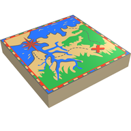 Деталь LEGO Tile 2 x 2 with Map Adventurers: Jungle and Delta Print, Песочный