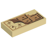 Деталь LEGO Tile 1 x 2 with Groove and Chocolate Bar Print, Песочный
